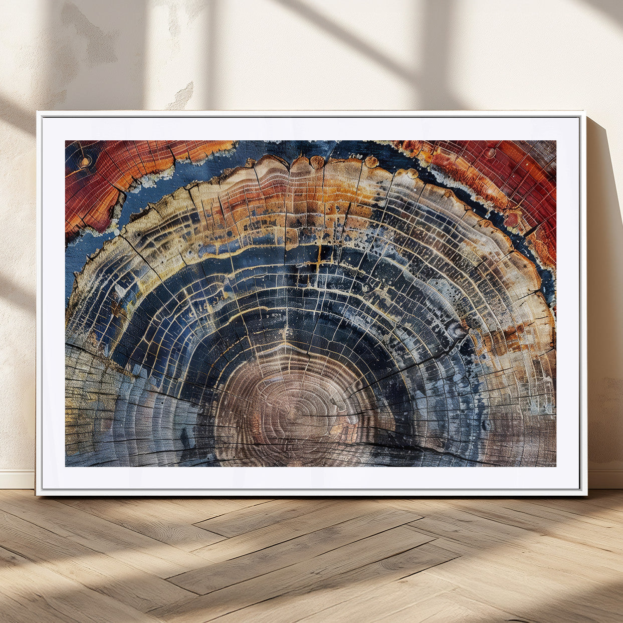 Tree Rings Wall Art Canvas Print – Framed Petrified Wood