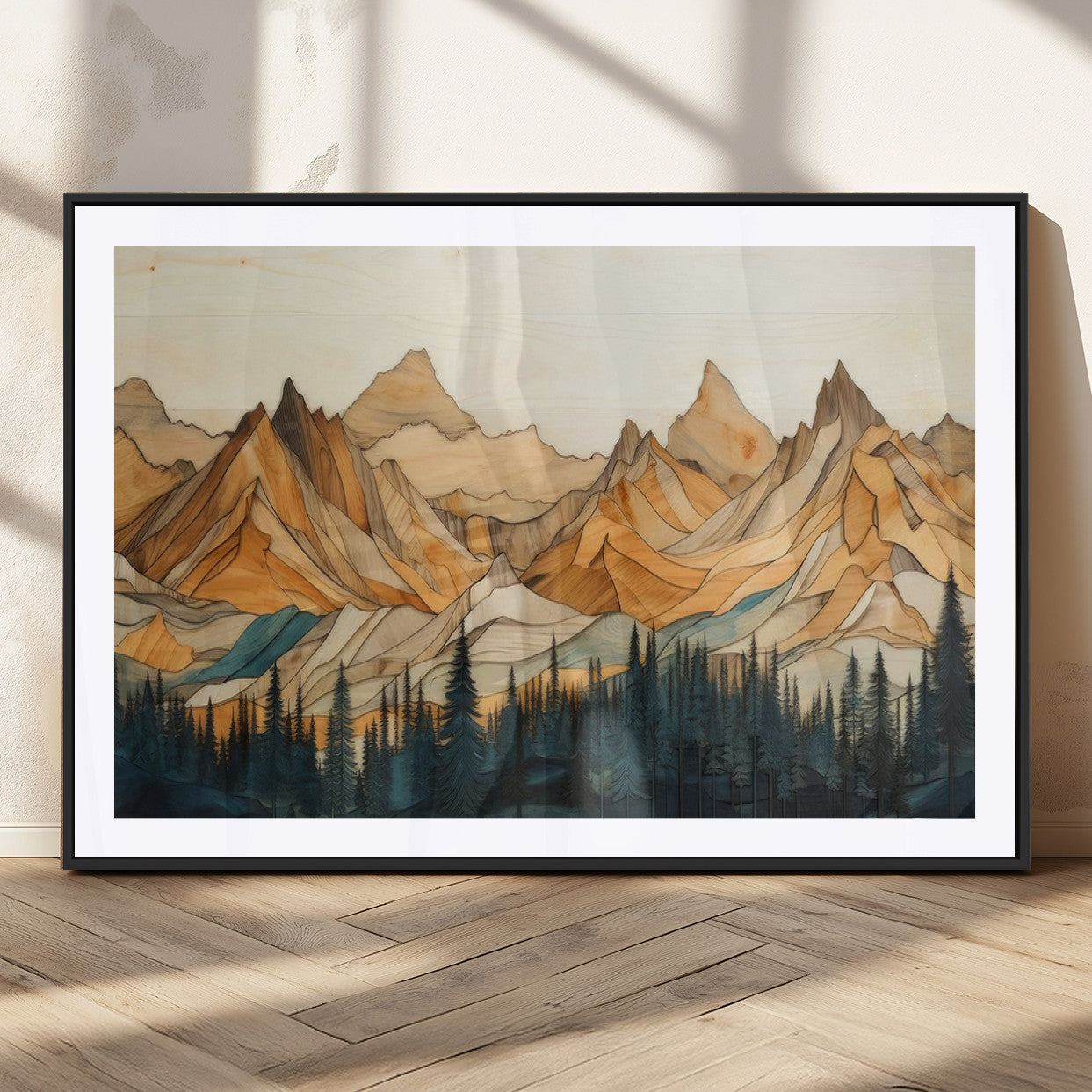 Rustic Wood Mountain Wall Art Print | Triptych Giclee Print