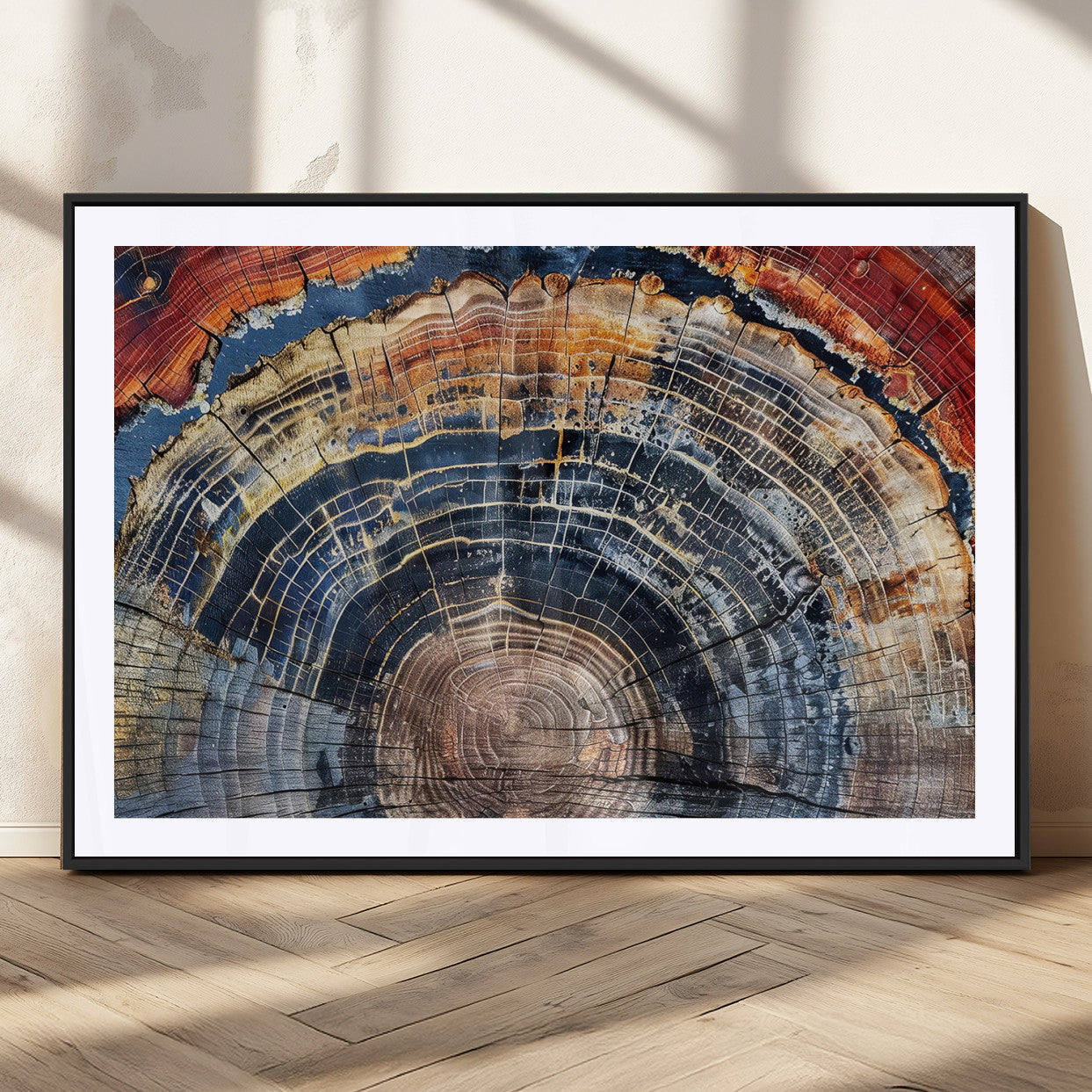 Tree Rings Wall Art Canvas Print – Framed Petrified Wood