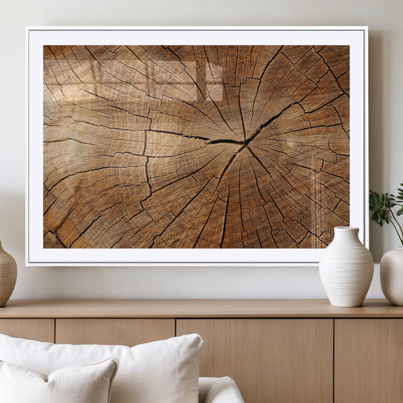 Tree Ring Canvas Art, Rustic Wood Grain Wall Art, Tree Slice