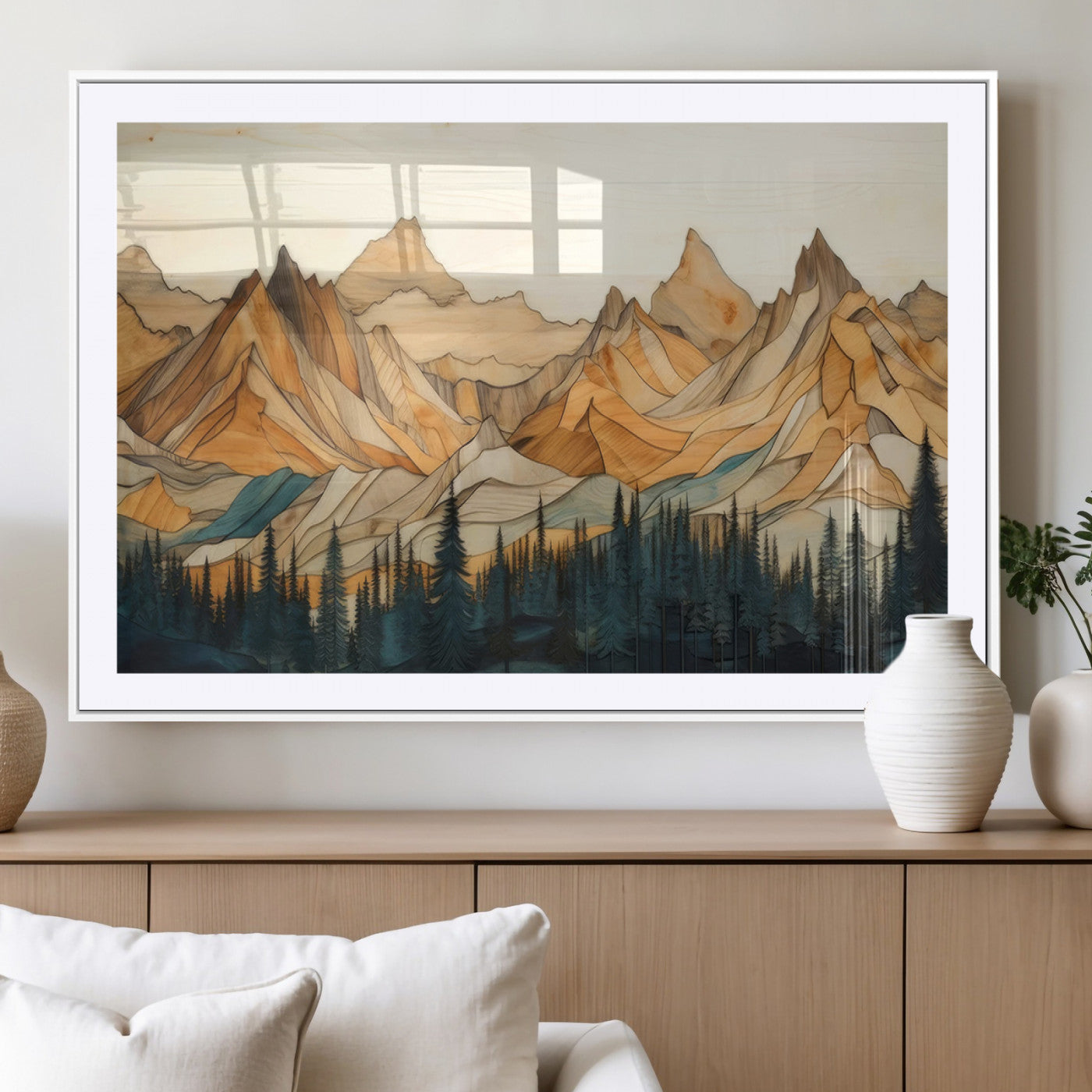 Rustic Wood Mountain Wall Art Print | Triptych Giclee Print