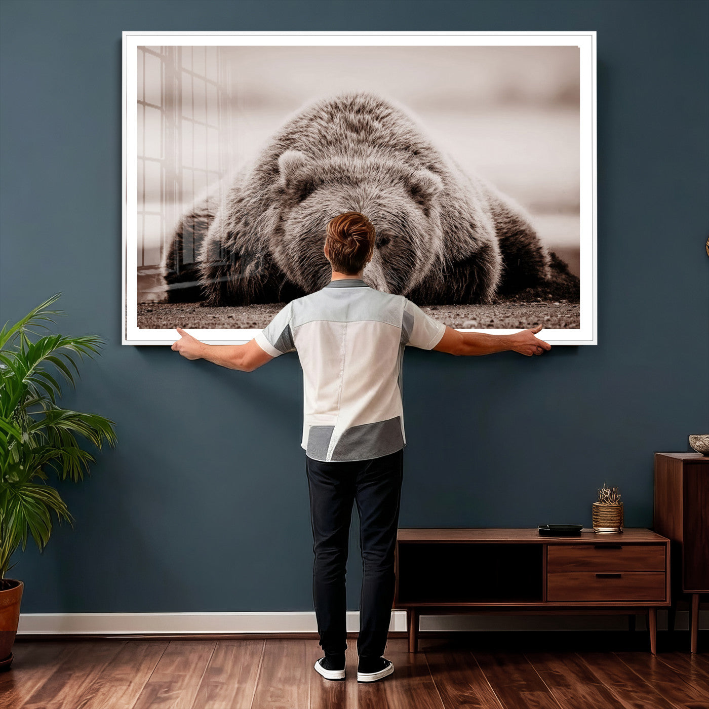 Grizzly Bear Wall Art Print - Bear Canvas Wall Art - Rustic