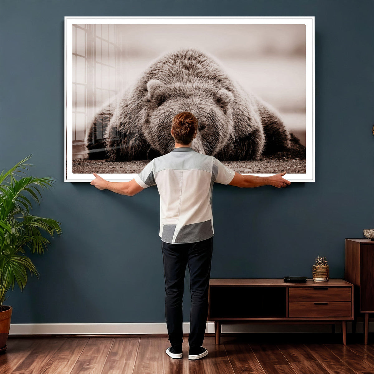 Grizzly Bear Wall Art Print - Bear Canvas Wall Art - Rustic