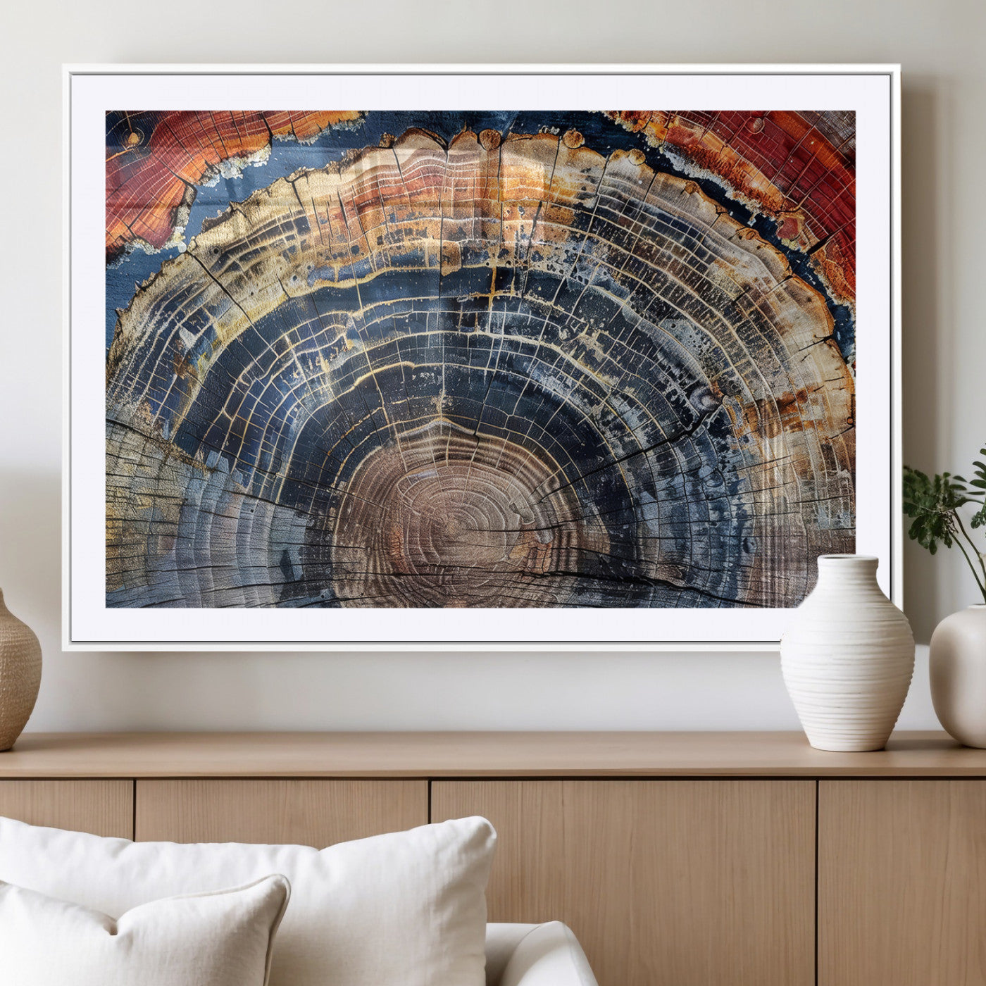 Tree Rings Wall Art Canvas Print – Framed Petrified Wood