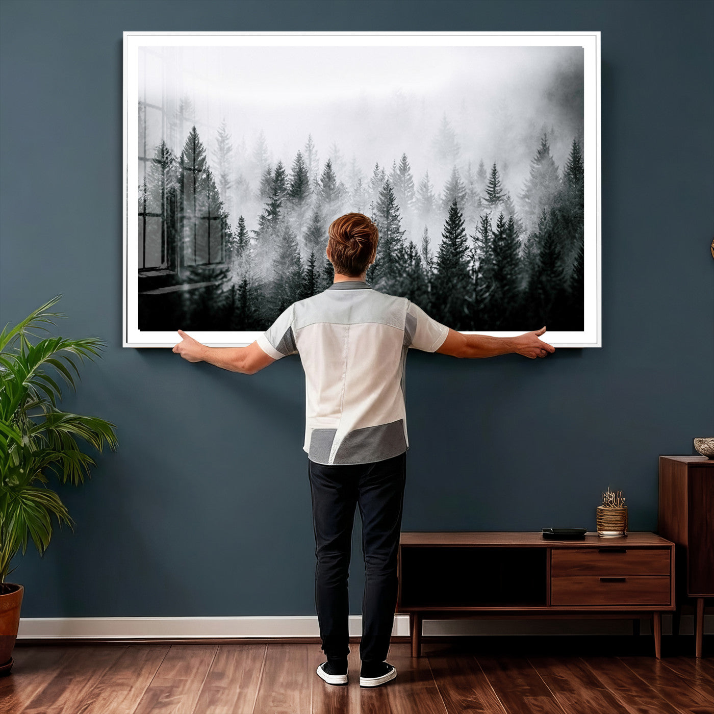 Foggy Forest Wall Art Canvas Print – Mountain Woodland