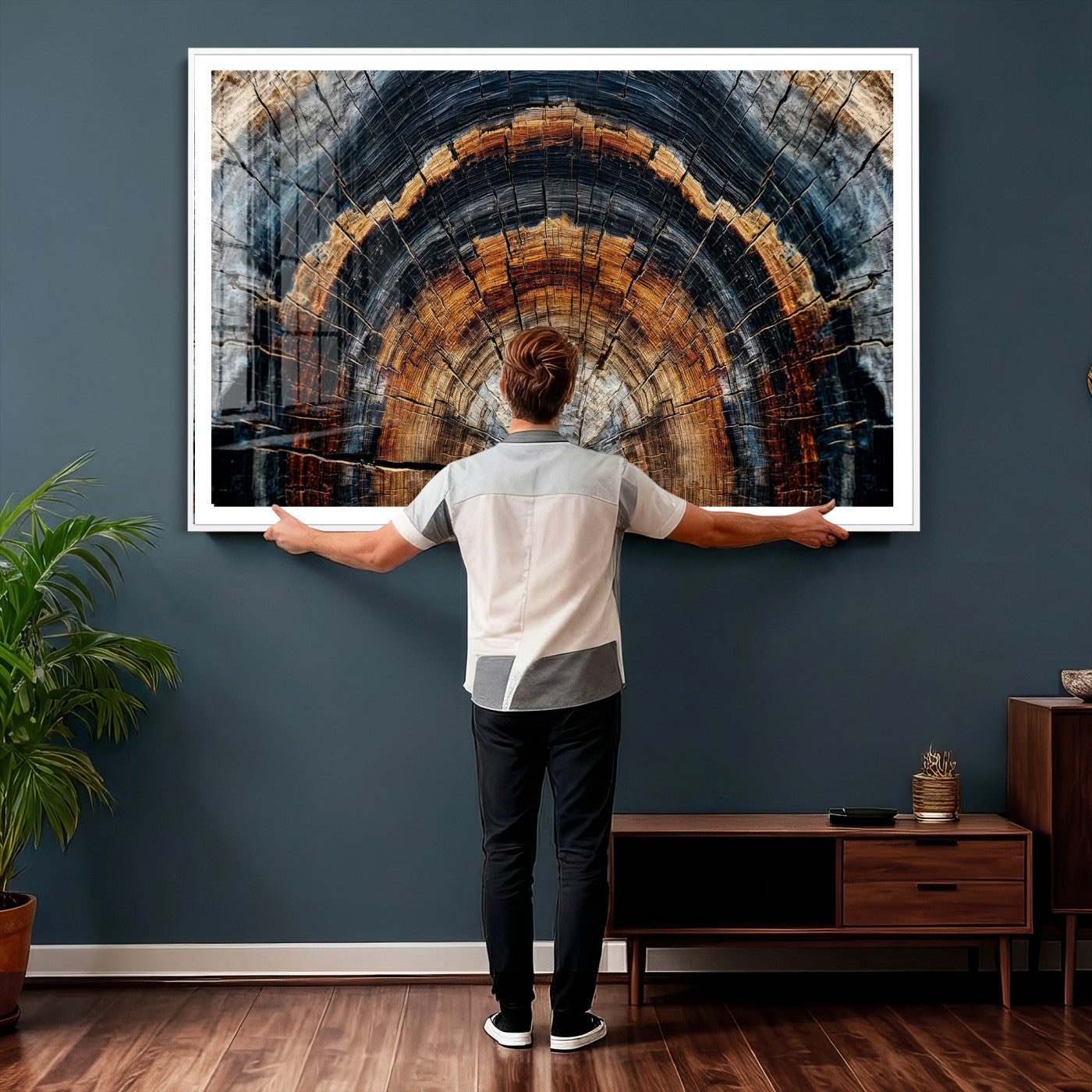 Abstract Wood Grain Canvas Print, Tree Ring Pattern Wall