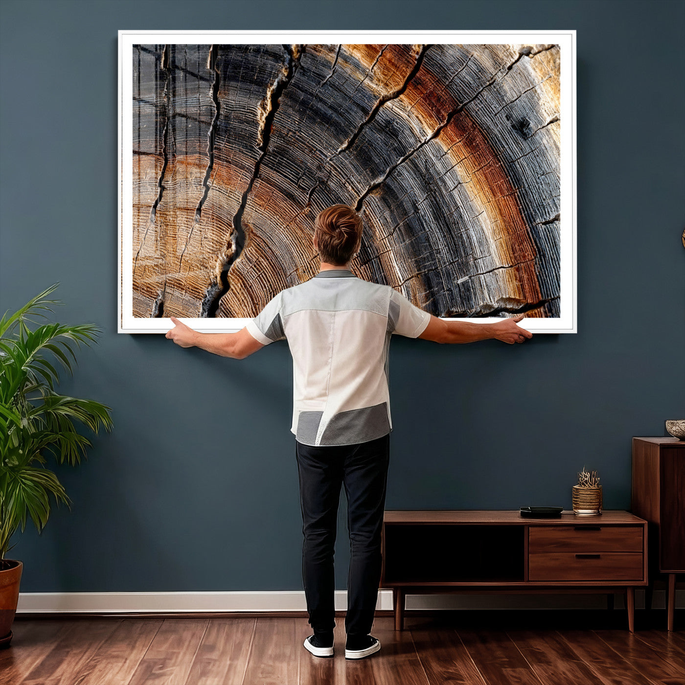 Abstract Tree Ring Wall Art Print – Natural Rustic Wood