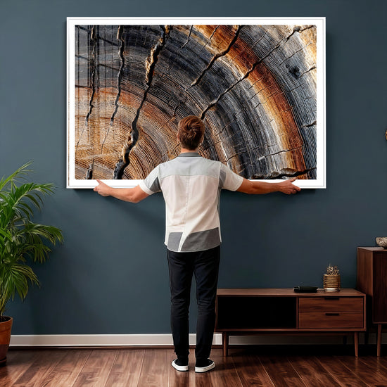 Abstract Tree Ring Wall Art Print – Natural Rustic Wood
