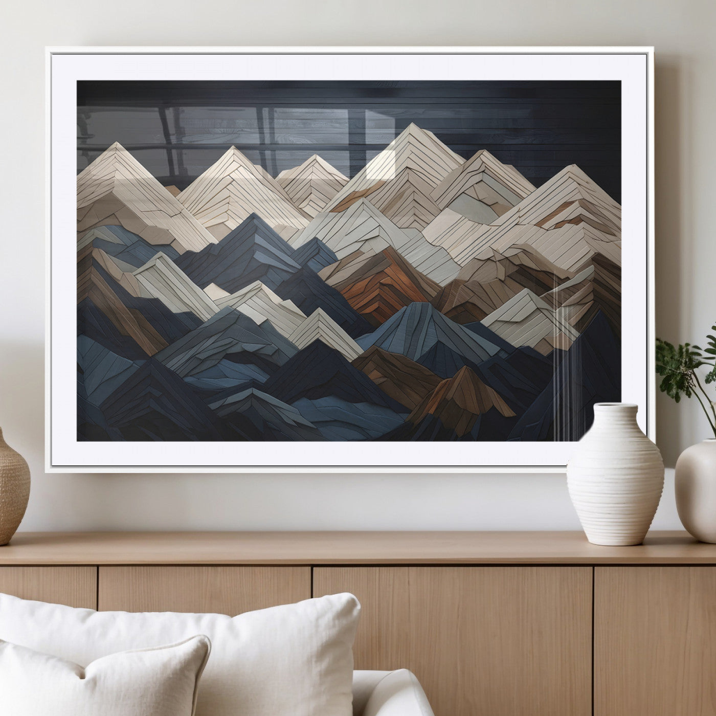 Wood Mountain Wall Art | Mountain Canvas Print Wood Decor |