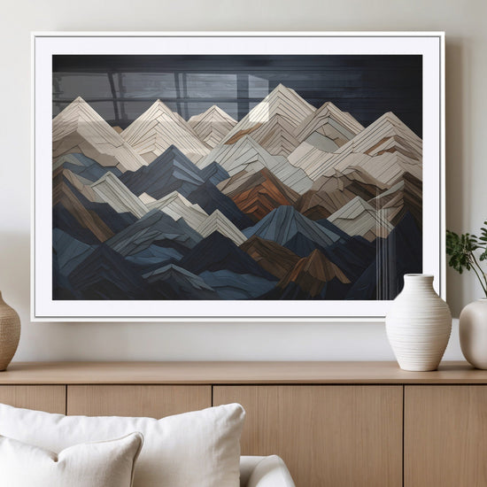 Wood Mountain Wall Art | Mountain Canvas Print Wood Decor |