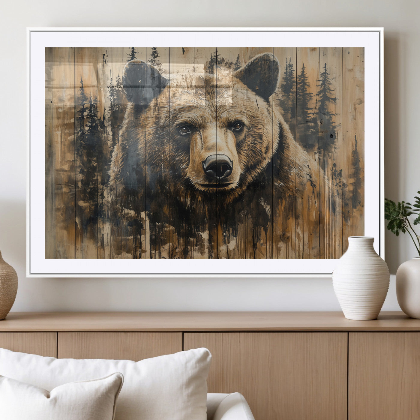 Majestic Grizzly 399 Bear Wall Art | 3-Panel Rustic Canvas