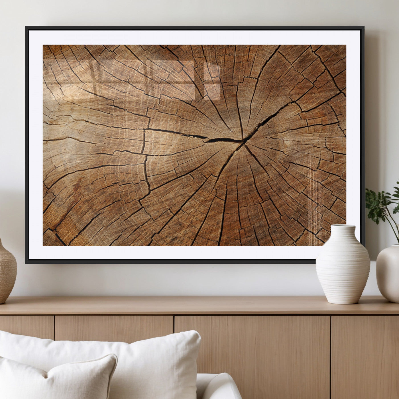 Tree Ring Canvas Art, Rustic Wood Grain Wall Art, Tree Slice
