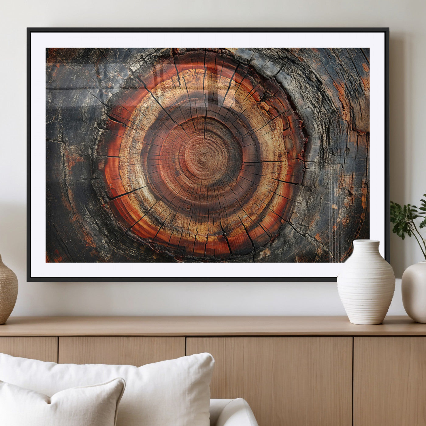 Wood Grain Canvas Wall Art - Framed Abstract Tree Ring