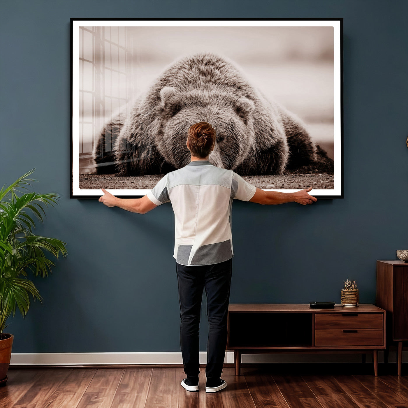 Grizzly Bear Wall Art Print - Bear Canvas Wall Art - Rustic