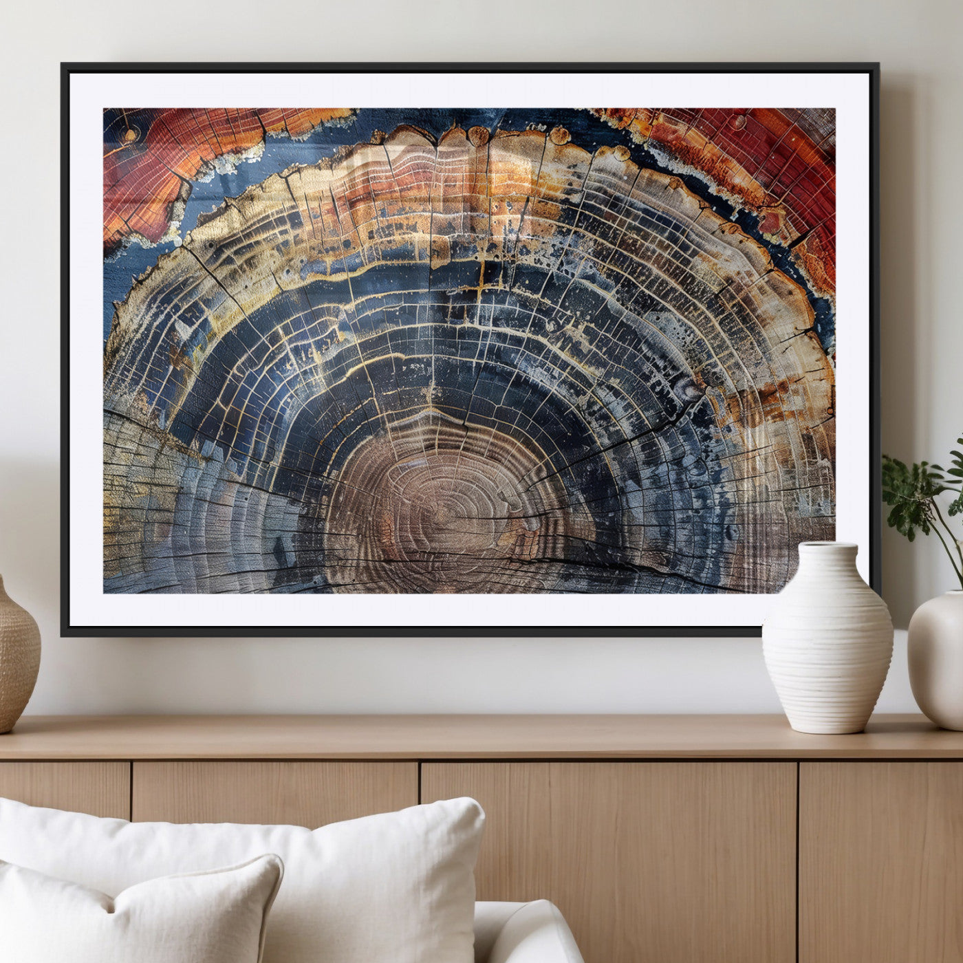 Tree Rings Wall Art Canvas Print – Framed Petrified Wood