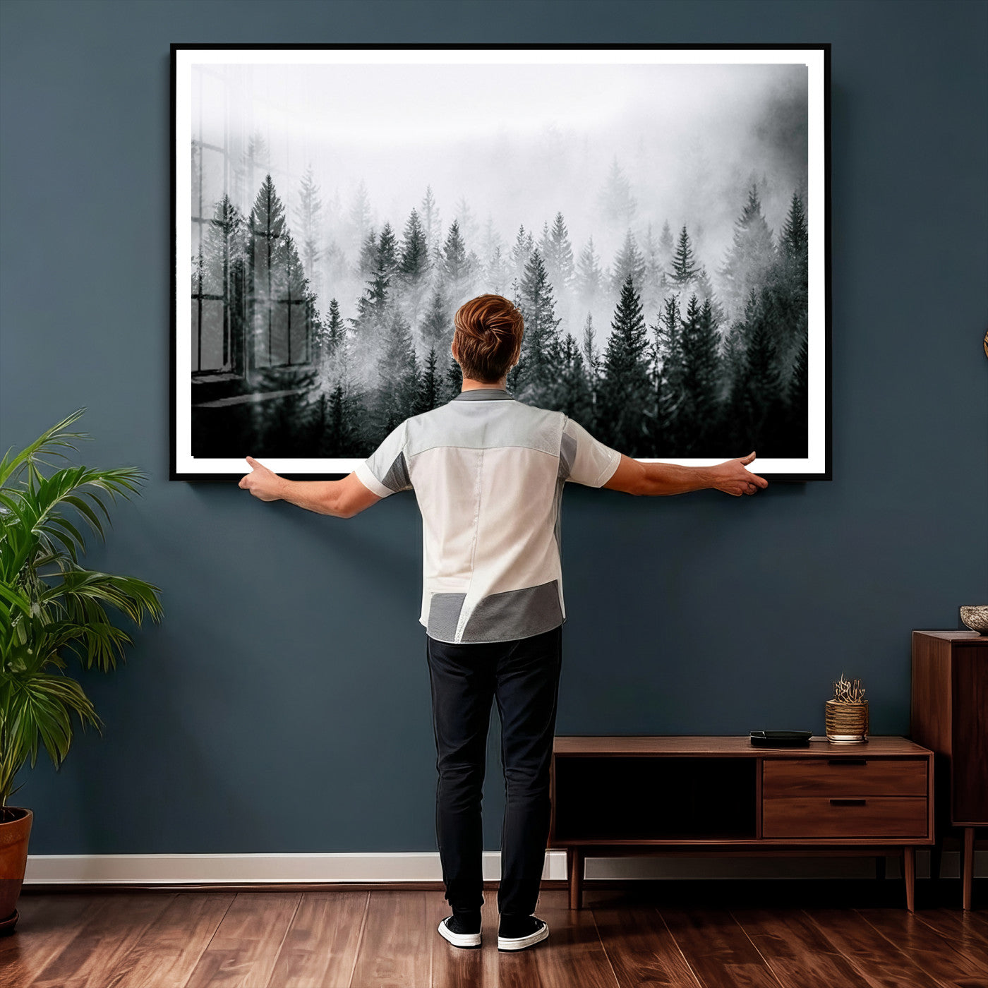 Foggy Forest Wall Art Canvas Print – Mountain Woodland