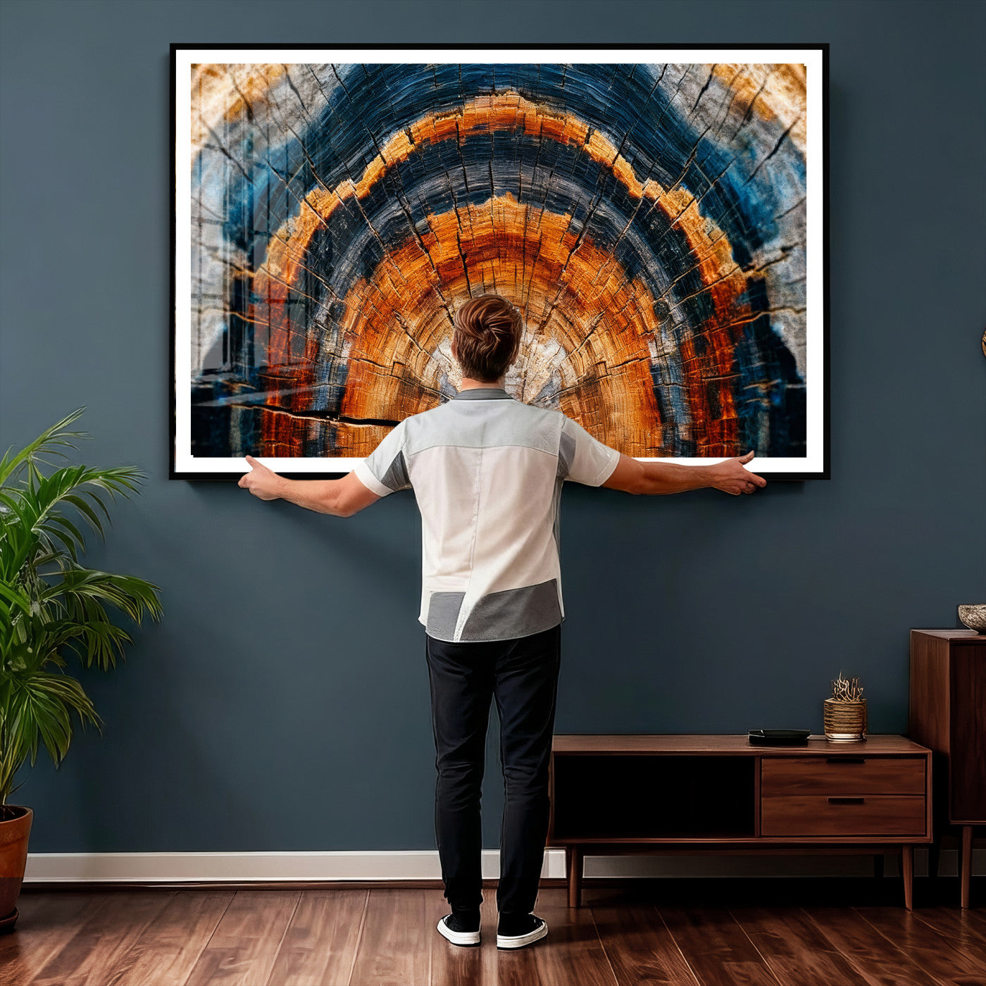 Abstract Wood Grain Canvas Print, Tree Ring Pattern Wall