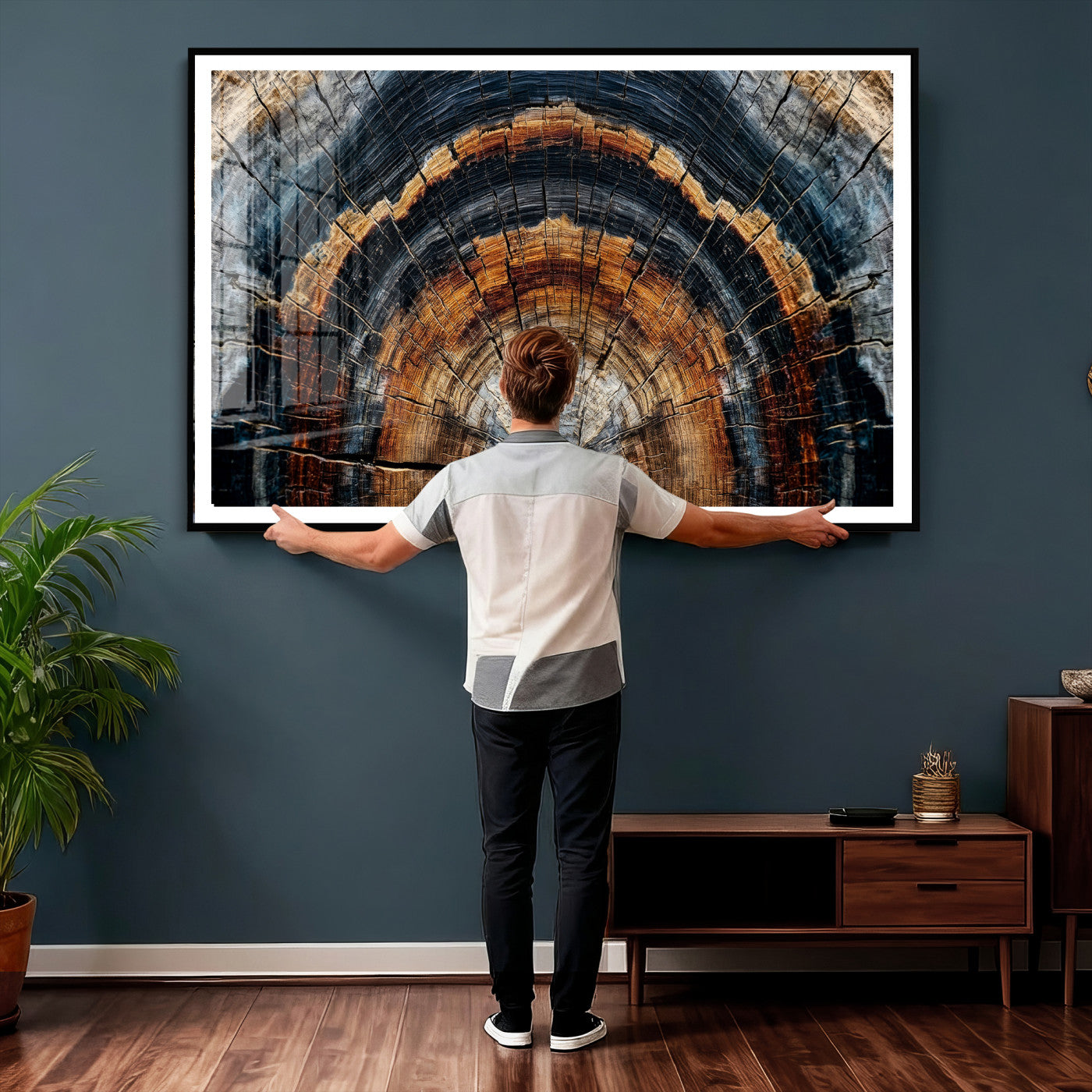 Abstract Wood Grain Canvas Print, Tree Ring Pattern Wall