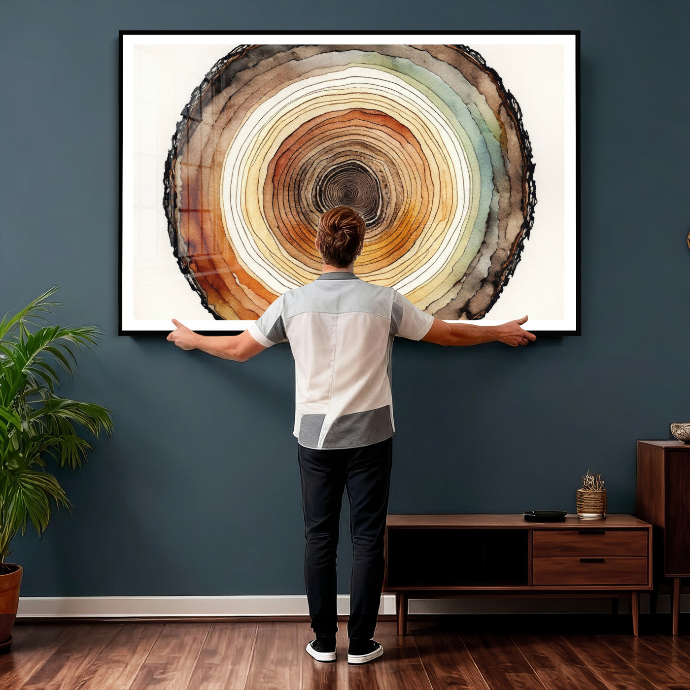 Natural Wood Slice Wall Art Canvas Print, Tree Ring Wall