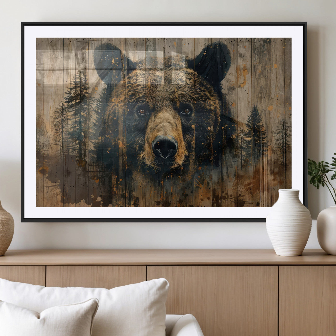 Abstract 399 Bear Wall Art | Rustic Cabin Wall Decor with