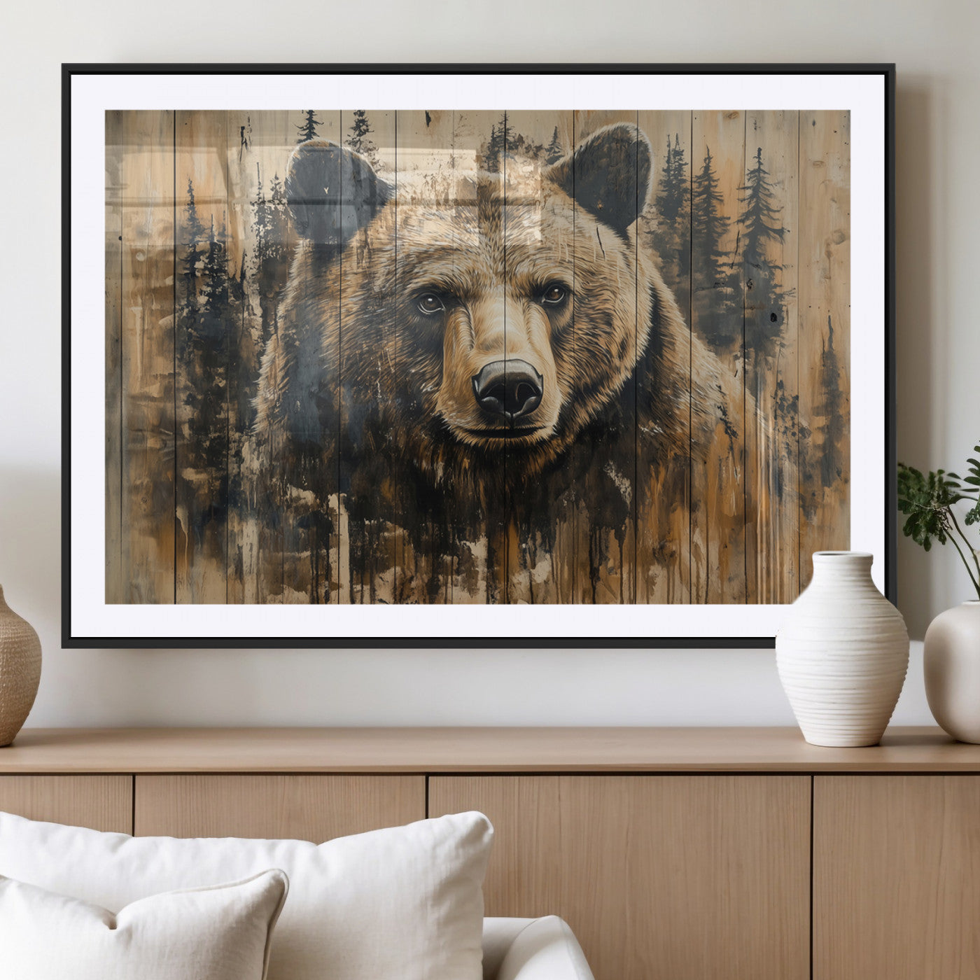 Majestic Grizzly 399 Bear Wall Art | 3-Panel Rustic Canvas