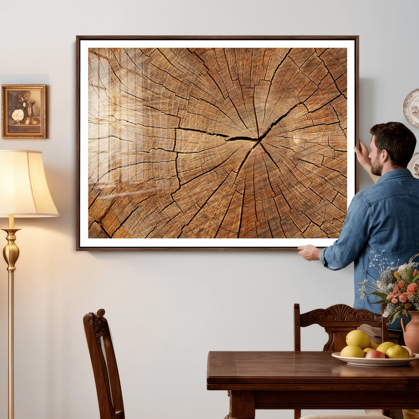 Tree Ring Canvas Art, Rustic Wood Grain Wall Art, Tree Slice