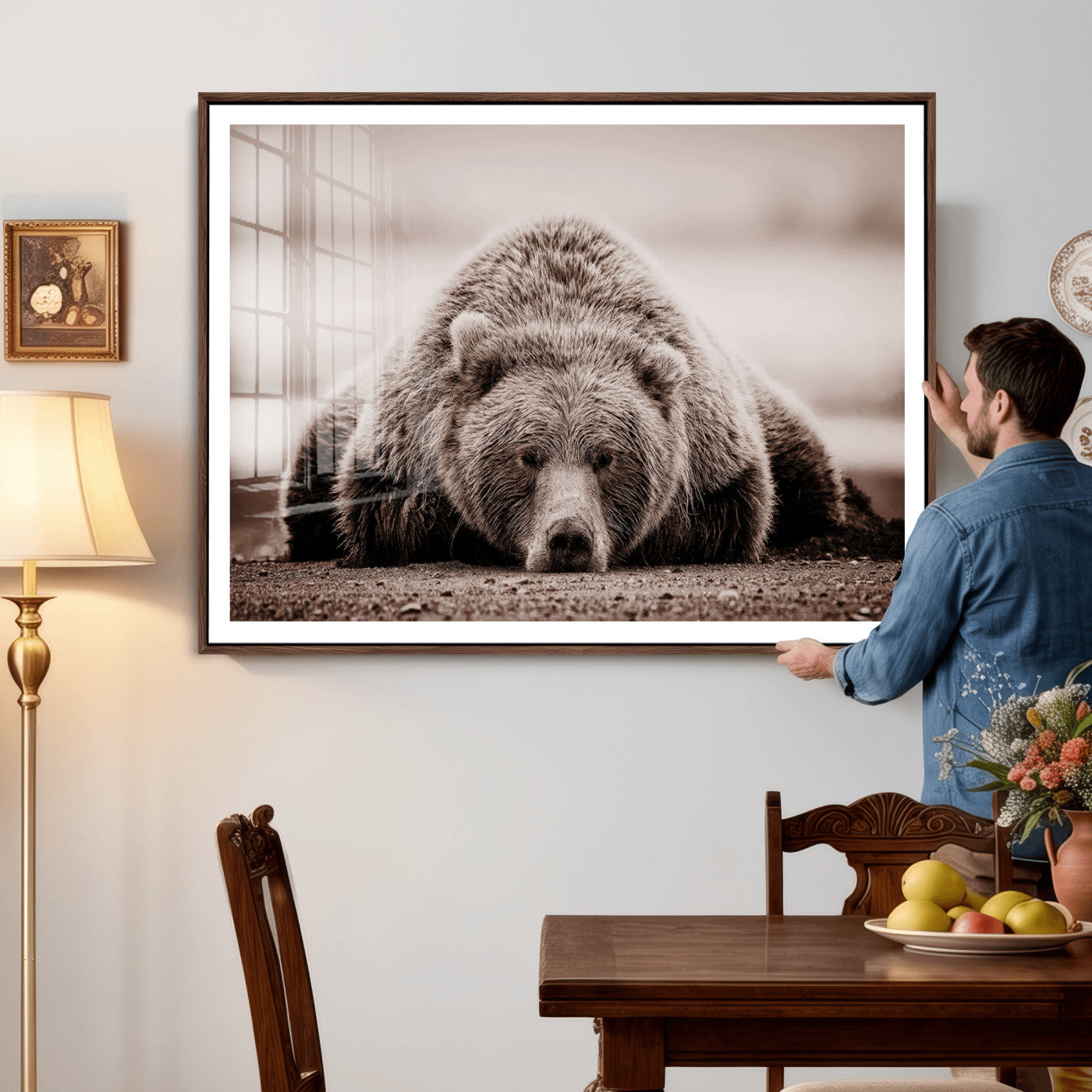 Grizzly Bear Wall Art Print - Bear Canvas Wall Art - Rustic