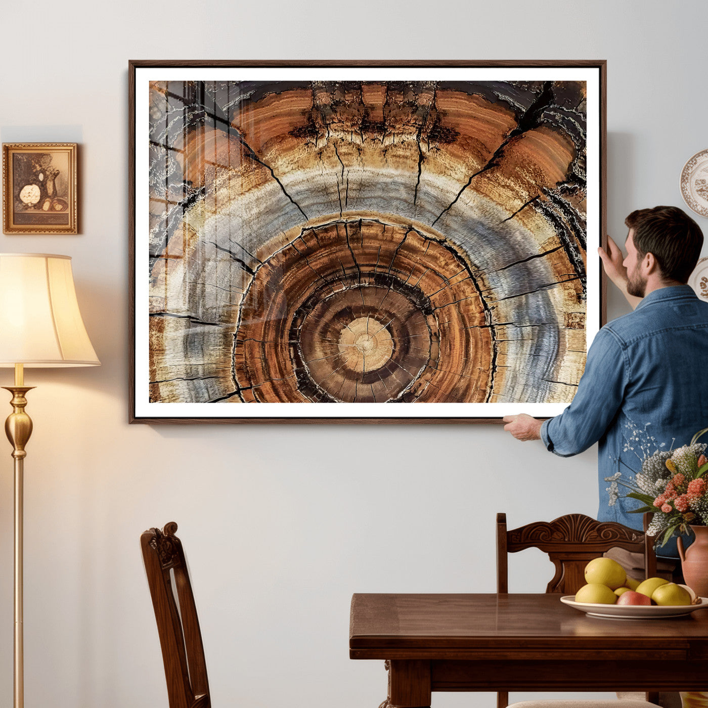 Tree Rings Wall Art Canvas Print – Rustic Wood Texture