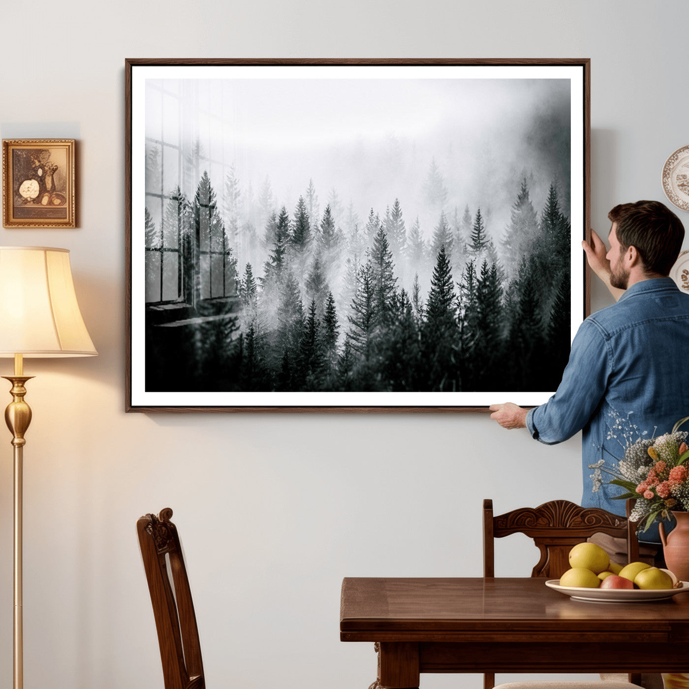 Foggy Forest Wall Art Canvas Print – Mountain Woodland