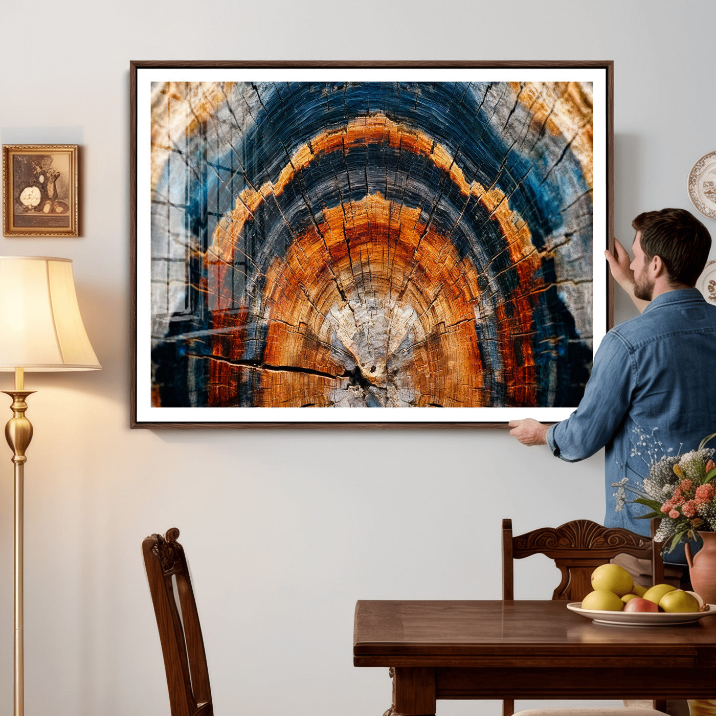 Abstract Wood Grain Canvas Print, Tree Ring Pattern Wall
