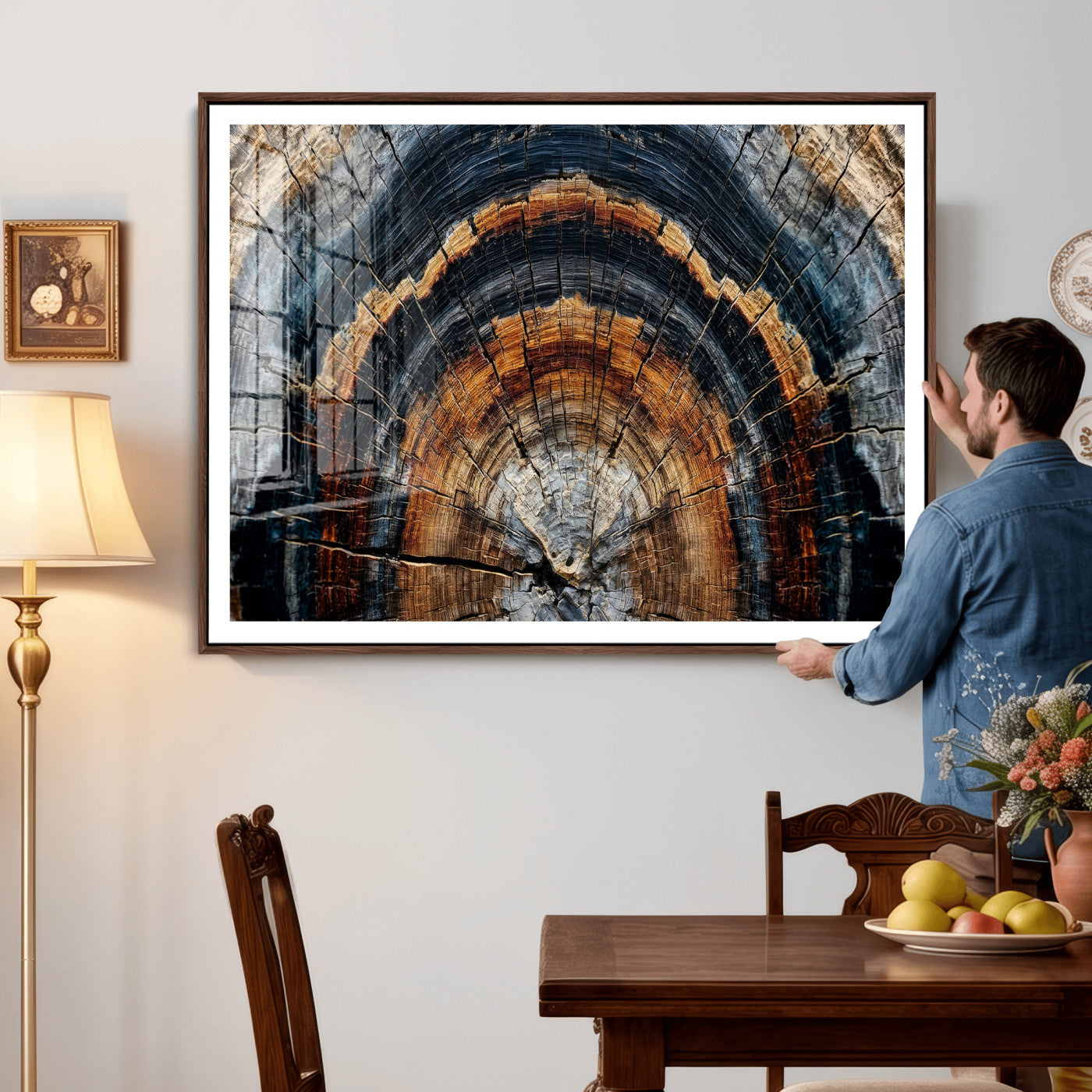 Abstract Wood Grain Canvas Print, Tree Ring Pattern Wall