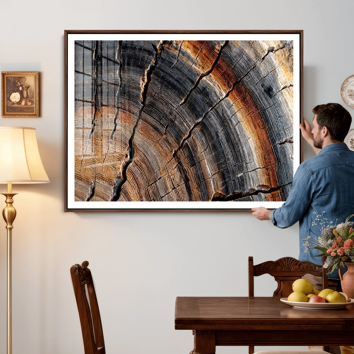 Abstract Tree Ring Wall Art Print – Natural Rustic Wood