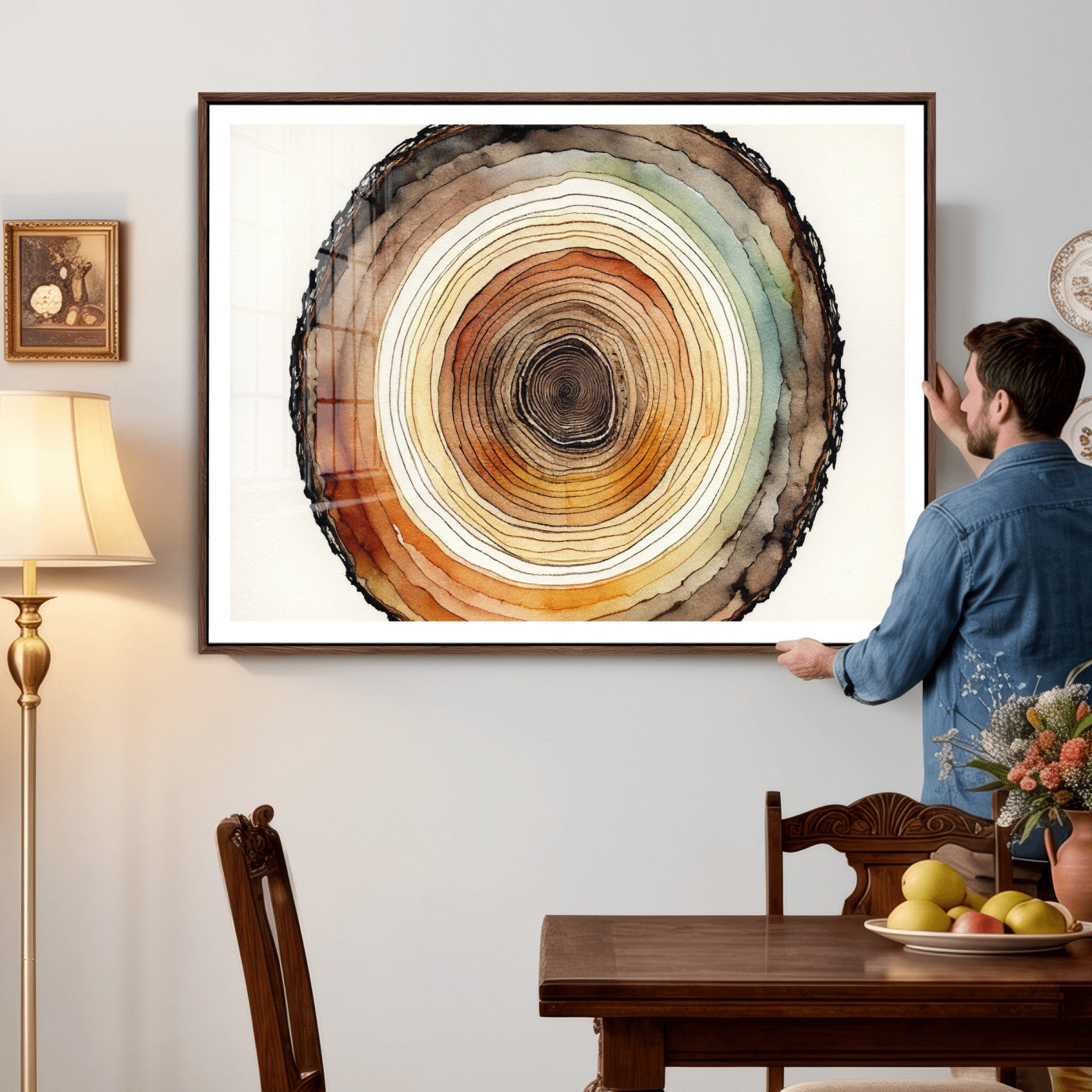 Natural Wood Slice Wall Art Canvas Print, Tree Ring Wall