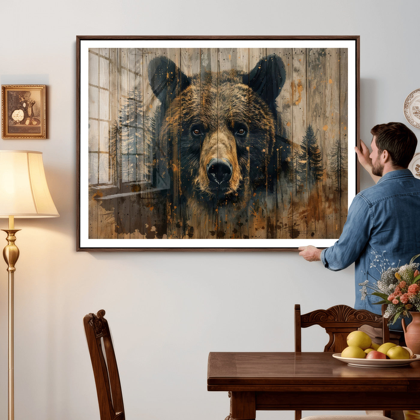 Abstract 399 Bear Wall Art | Rustic Cabin Wall Decor with