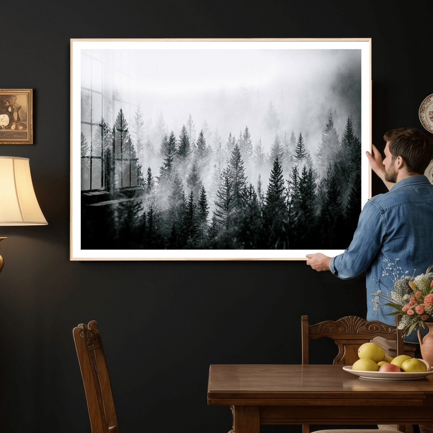 Foggy Forest Wall Art Canvas Print – Mountain Woodland