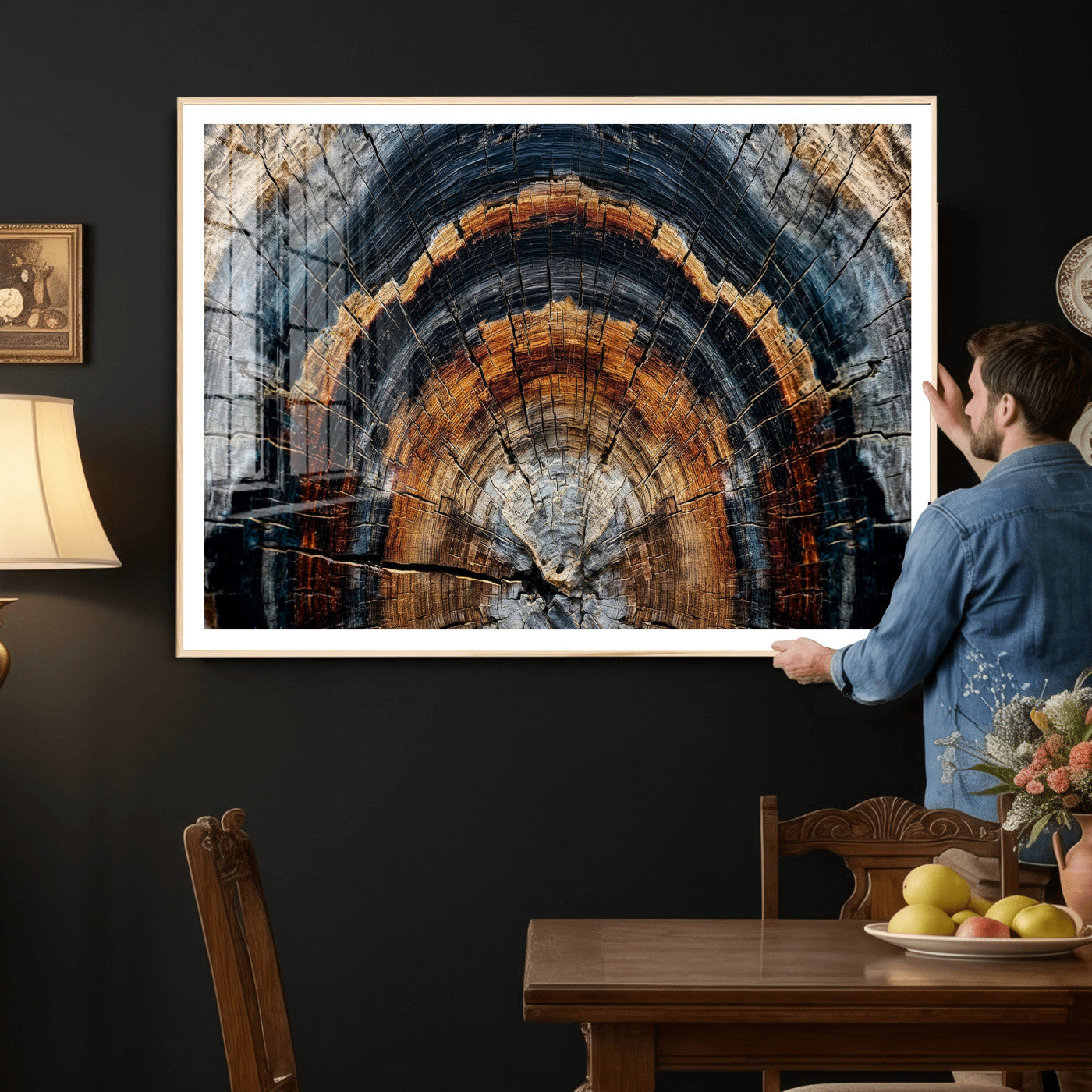 Abstract Wood Grain Canvas Print, Tree Ring Pattern Wall