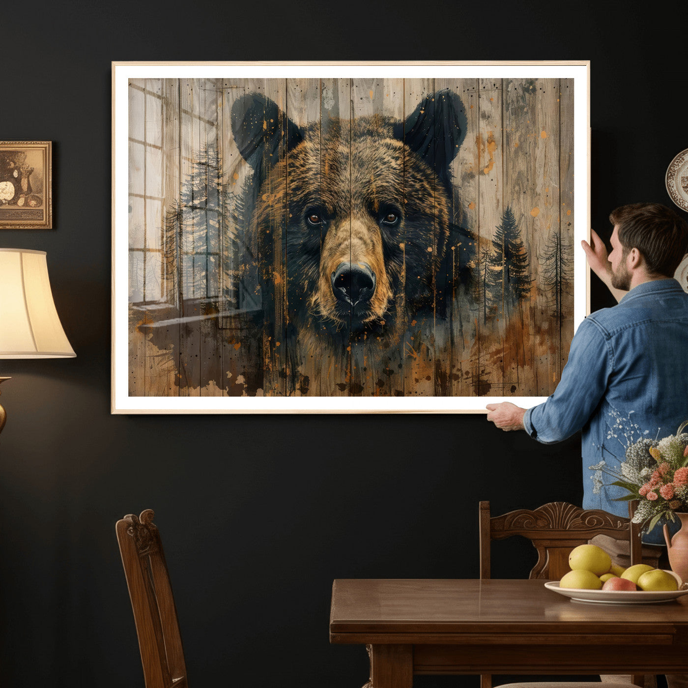 Abstract 399 Bear Wall Art | Rustic Cabin Wall Decor with