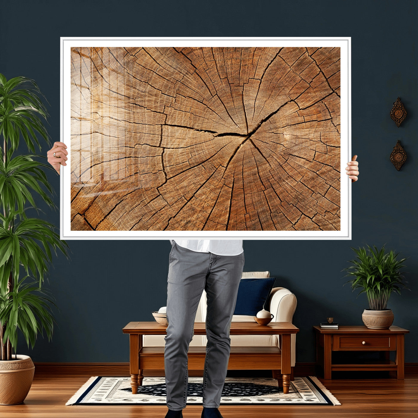 Tree Ring Canvas Art, Rustic Wood Grain Wall Art, Tree Slice