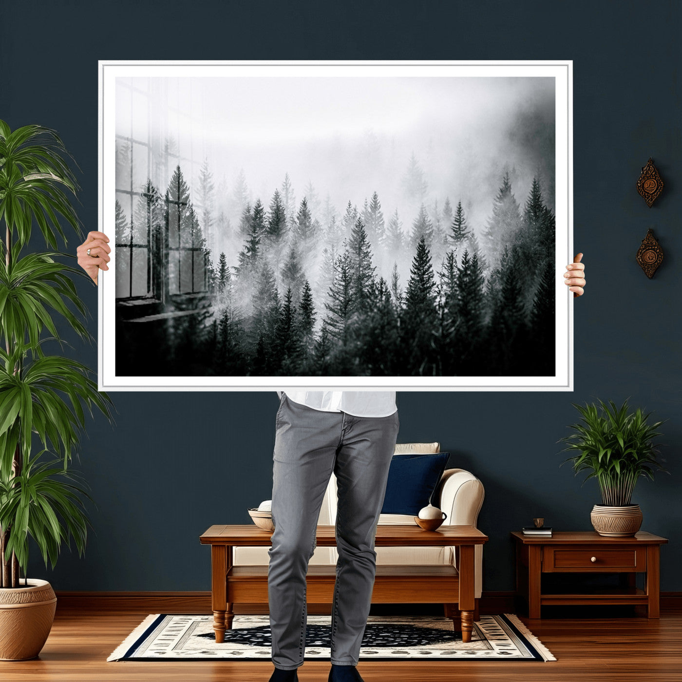 Foggy Forest Wall Art Canvas Print – Mountain Woodland