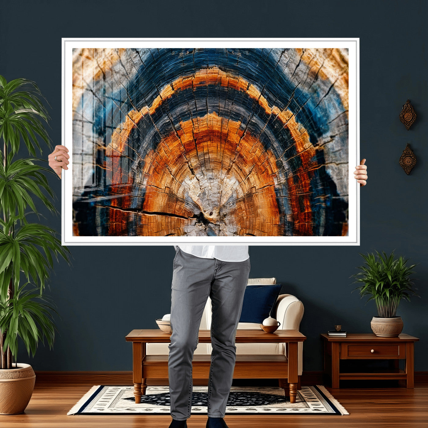 Abstract Wood Grain Canvas Print, Tree Ring Pattern Wall