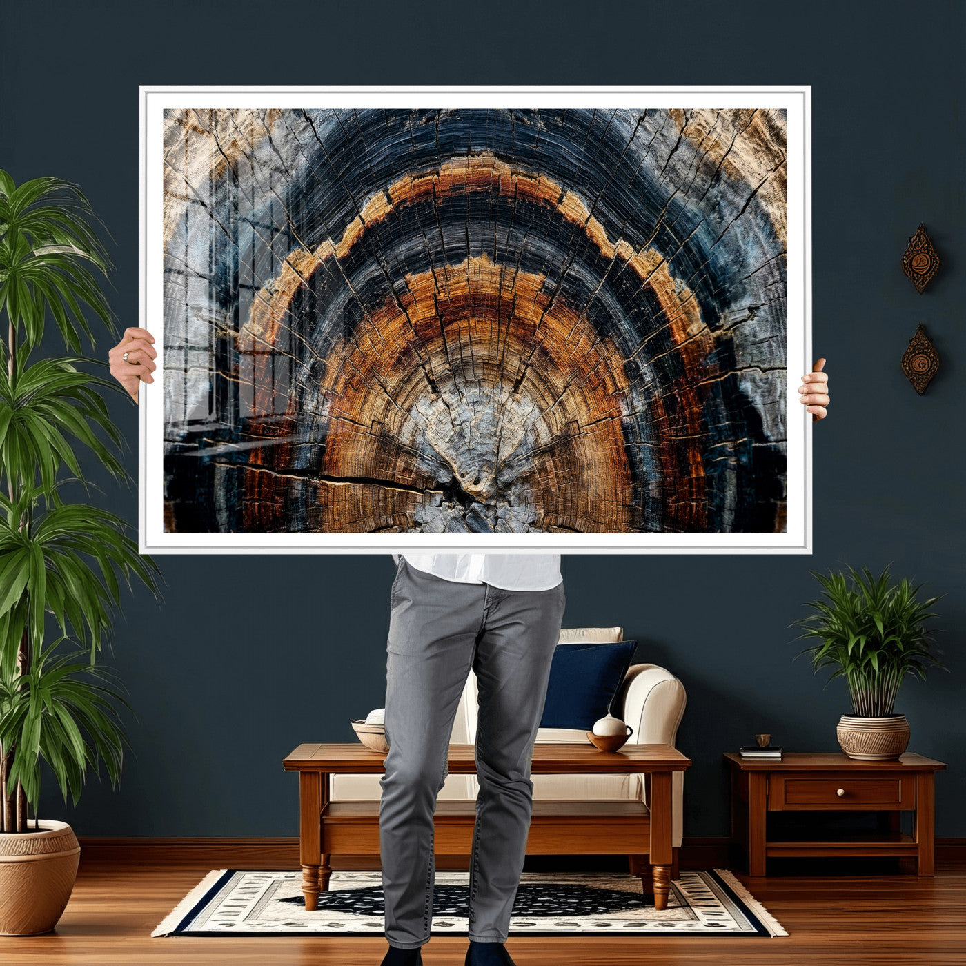 Abstract Wood Grain Canvas Print, Tree Ring Pattern Wall