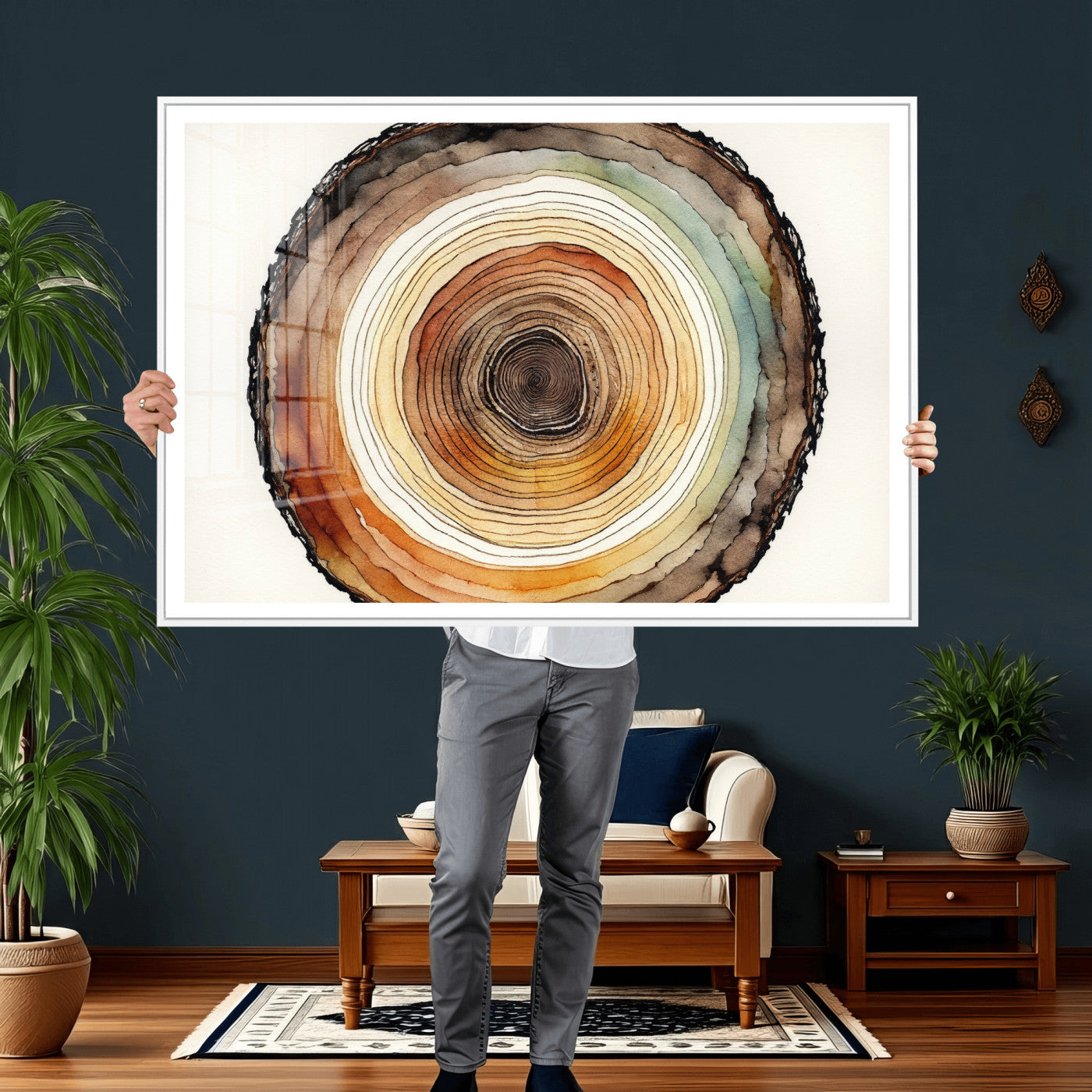 Natural Wood Slice Wall Art Canvas Print, Tree Ring Wall