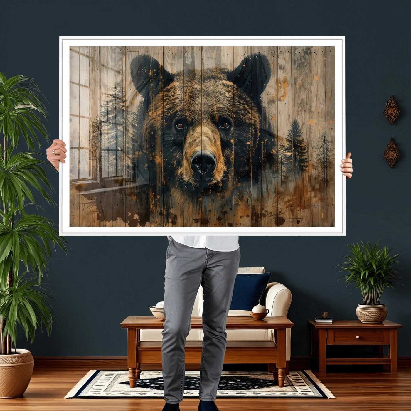 Abstract 399 Bear Wall Art | Rustic Cabin Wall Decor with