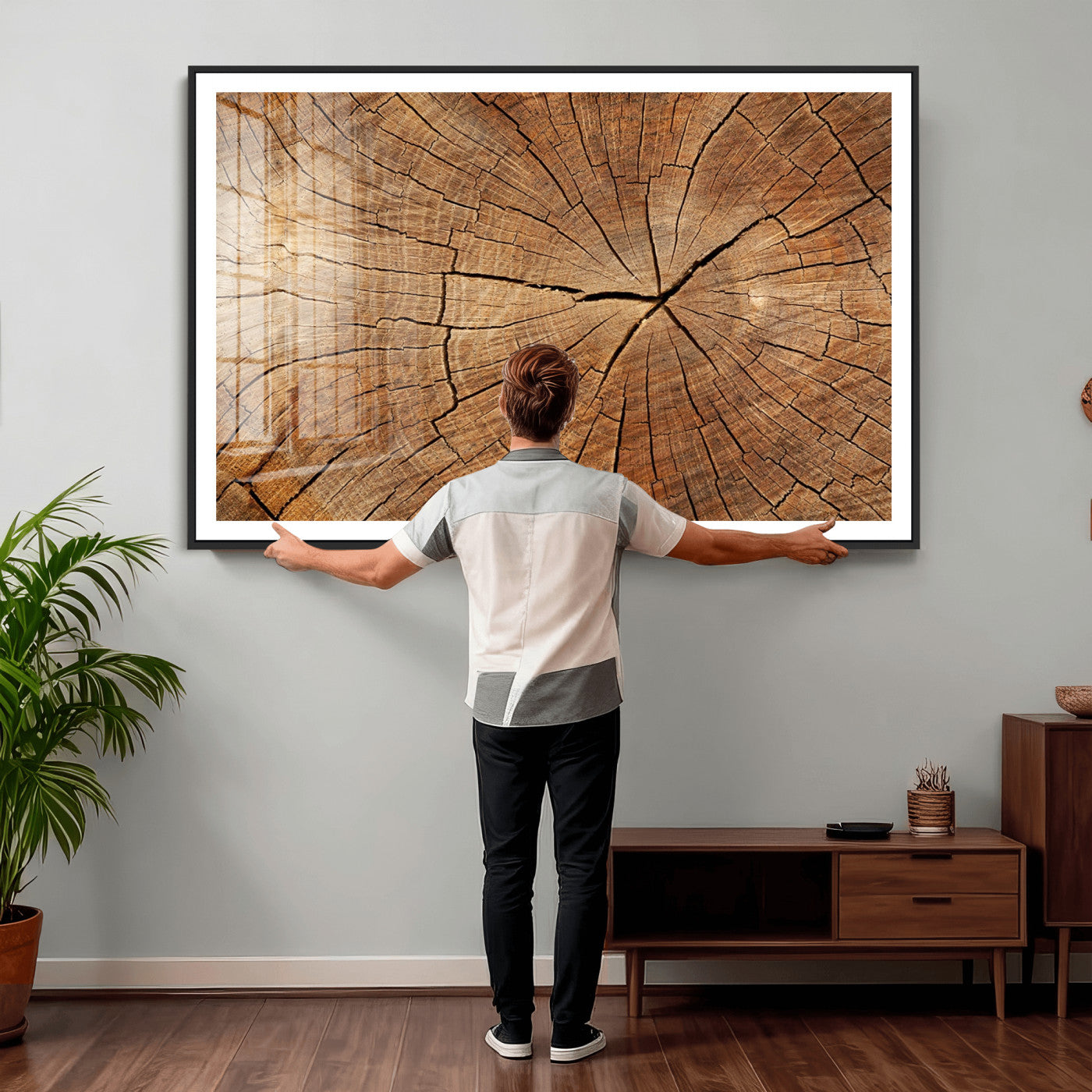 Tree Ring Canvas Art, Rustic Wood Grain Wall Art, Tree Slice