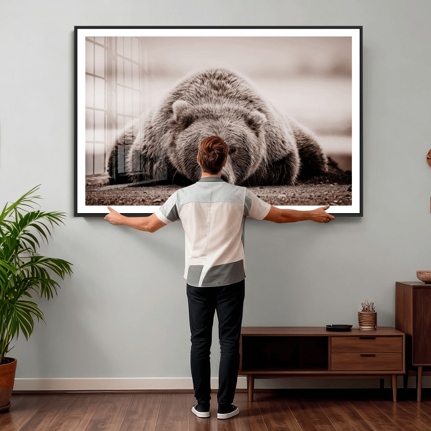 Grizzly Bear Wall Art Print - Bear Canvas Wall Art - Rustic