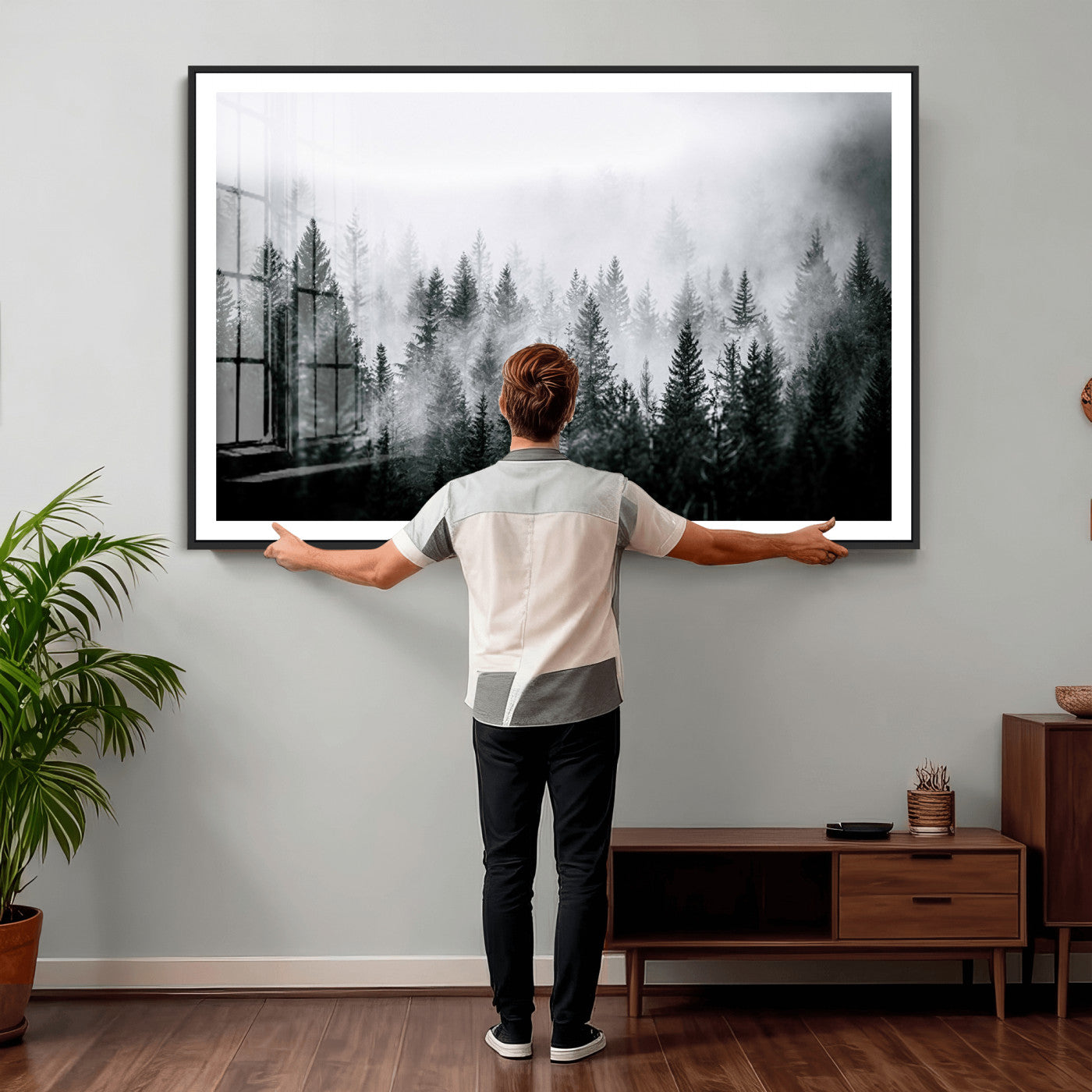 Foggy Forest Wall Art Canvas Print – Mountain Woodland