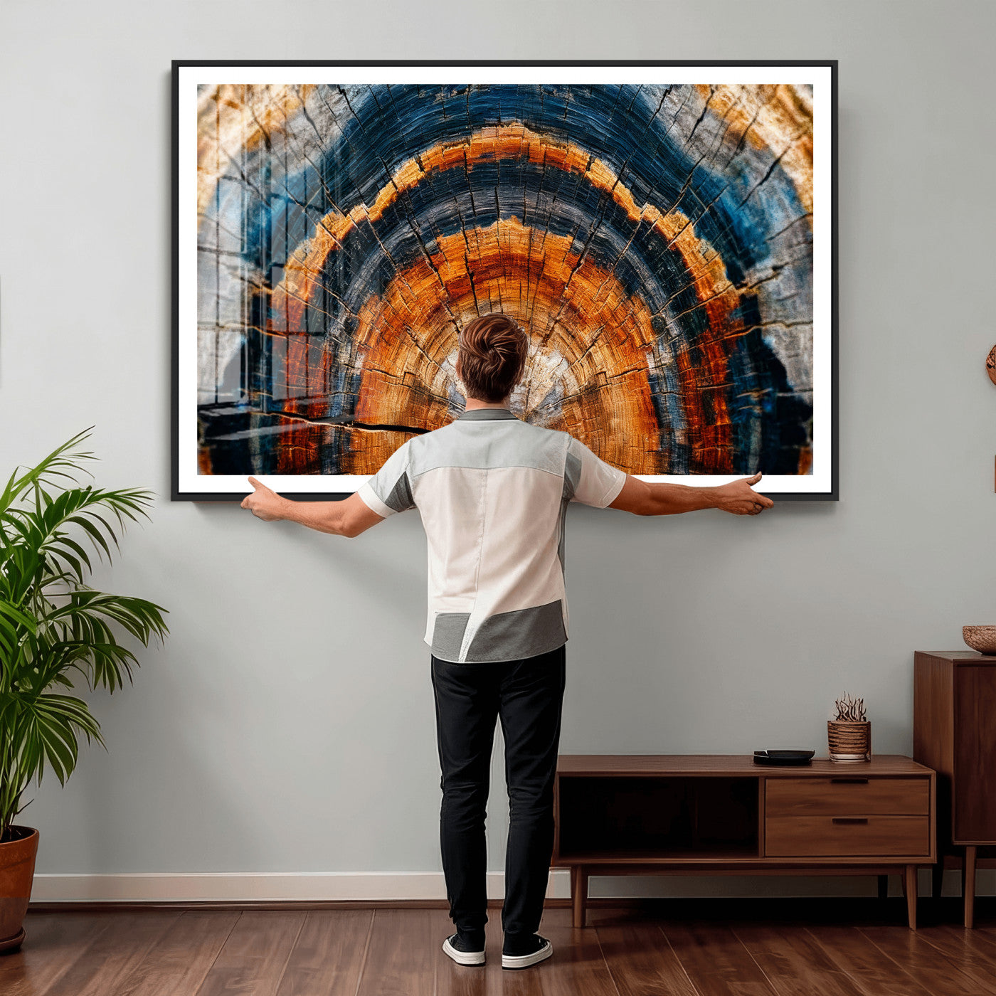 Abstract Wood Grain Canvas Print, Tree Ring Pattern Wall