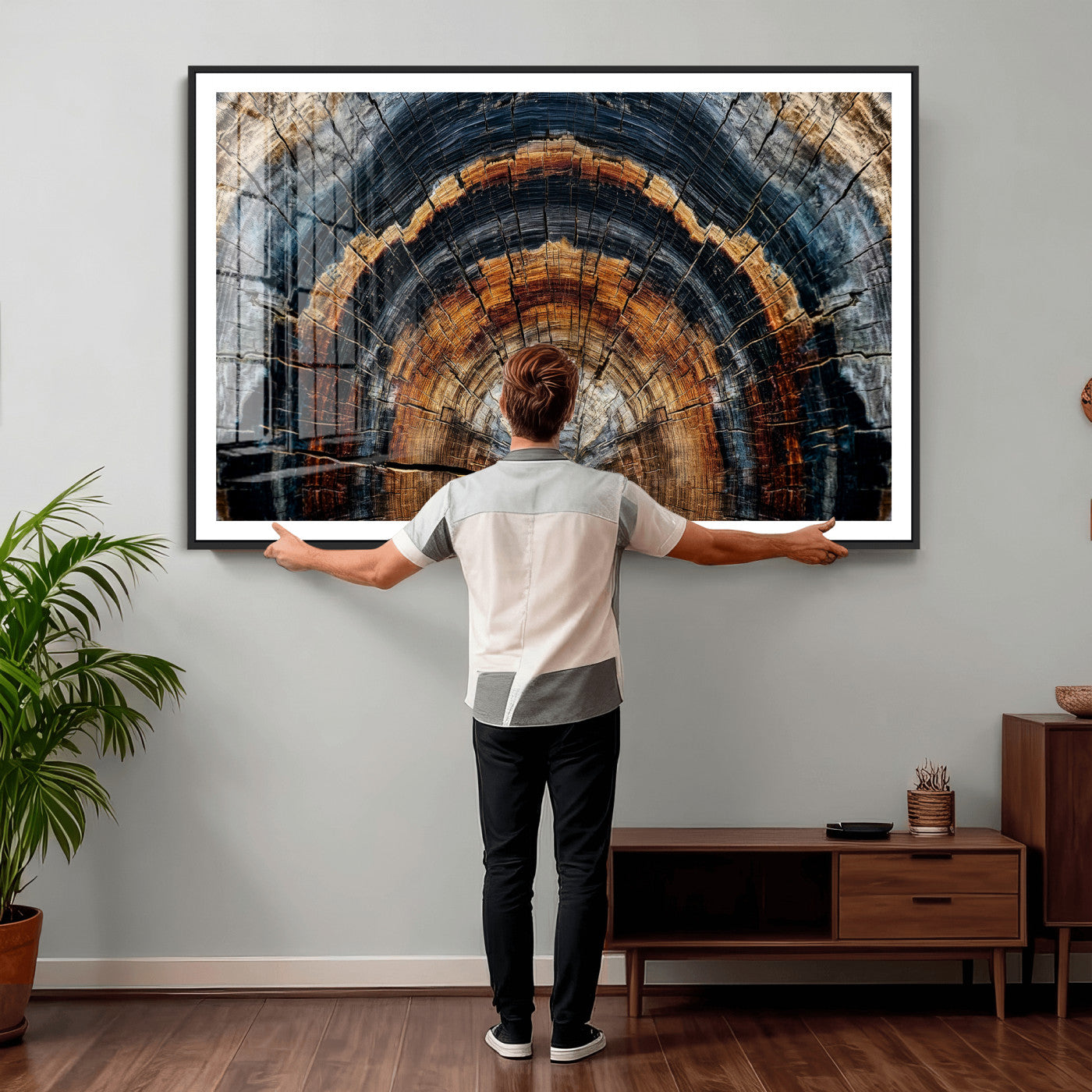 Abstract Wood Grain Canvas Print, Tree Ring Pattern Wall