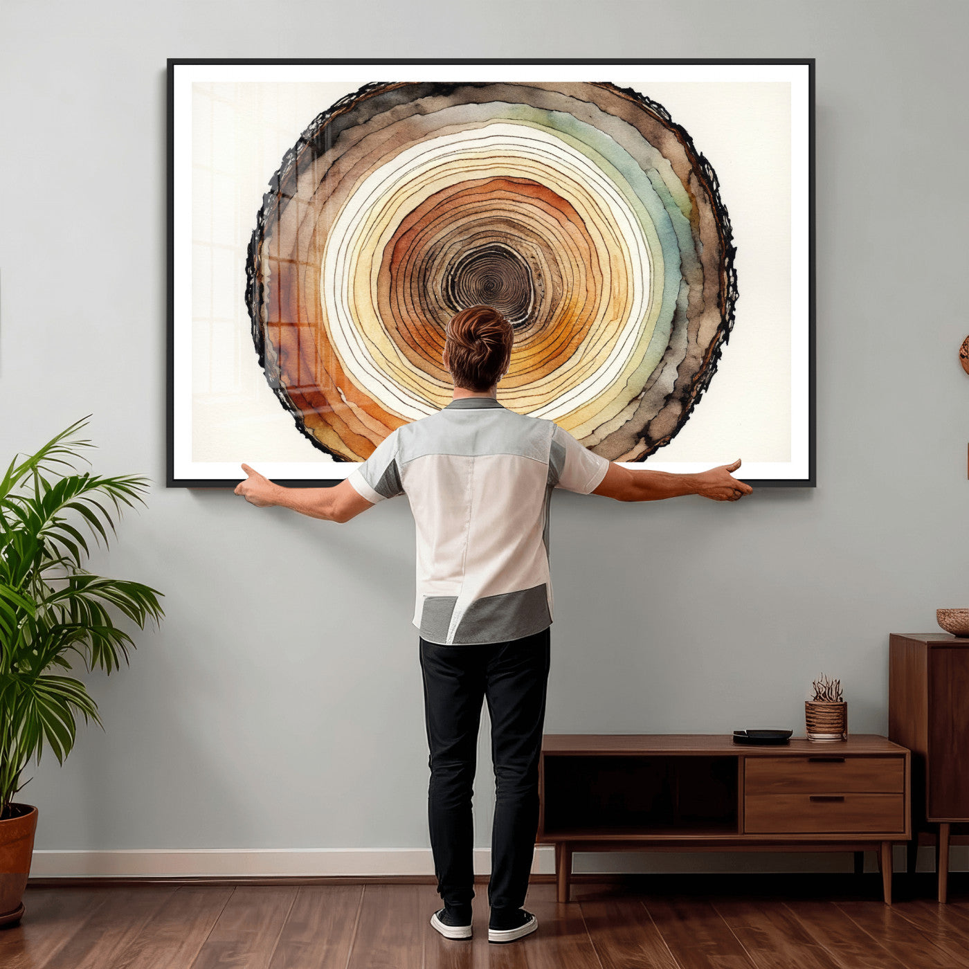 Natural Wood Slice Wall Art Canvas Print, Tree Ring Wall