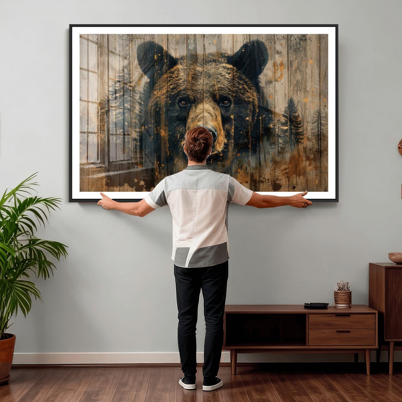 Abstract 399 Bear Wall Art | Rustic Cabin Wall Decor with